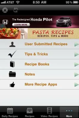 Pasta Recipes android App screenshot 1